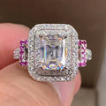 CAOSHI New Fashion Anillos Noble Radiant Cut Shiny Zircon Pink Ring Multi Layer Micro Set Lady Girls Beautiful Silver Ring Women