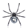 Fashion Faux Pearl Spider Brooch Pin Black Spider Rhinestone Pearl Insect Brooch Corsage Lapel Jewelry Women Men Accessories
