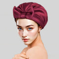Custom Logo Women's Night Imitated Silk Sleeping Hairwrap Eco-Friendly Waterproof Shower Cap with Bow Knot-Eye Health Supplies