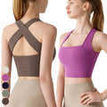 Custom Logo Sports Bra Stretch Straps Cross Back Shockproof Fitness Underwear U Neck Yoga Tank Top High Impact Sports Bra Women