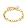 New Design Simple Fashion Geometric Jewelry Stainless Steel Gold  Rectangular Freshwater Pearl Pendant  Women Luxury Bracelet