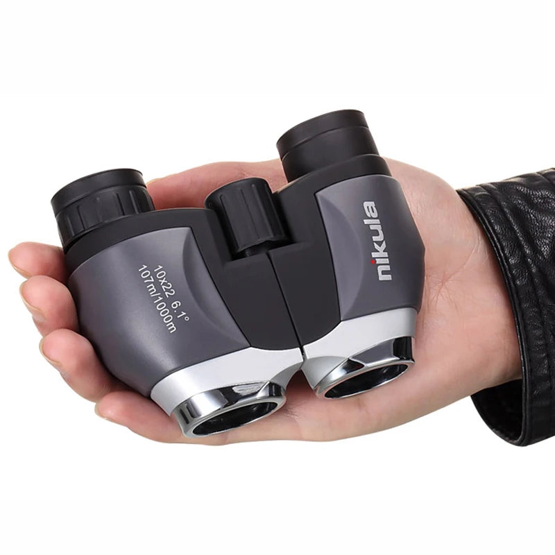 10x22 High-Resolution BAK-4 Prism 6.1x Field of View Mini Compact Shockproof Real Optics Binoculars Telescope