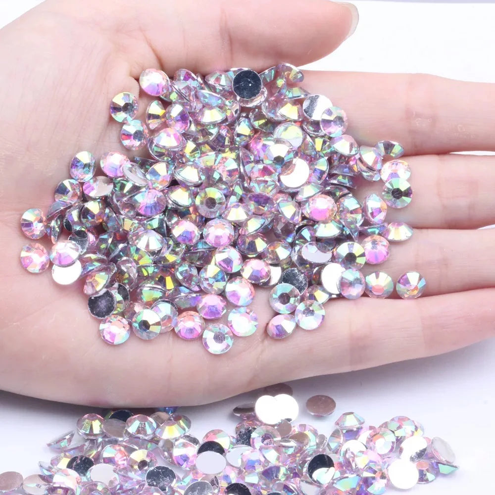 2-6 mm Resin Nail Rhinestones  Non Hot Fix Round Flat Back Nail Stones Gems Diamonds DIY Nail Art Decoration