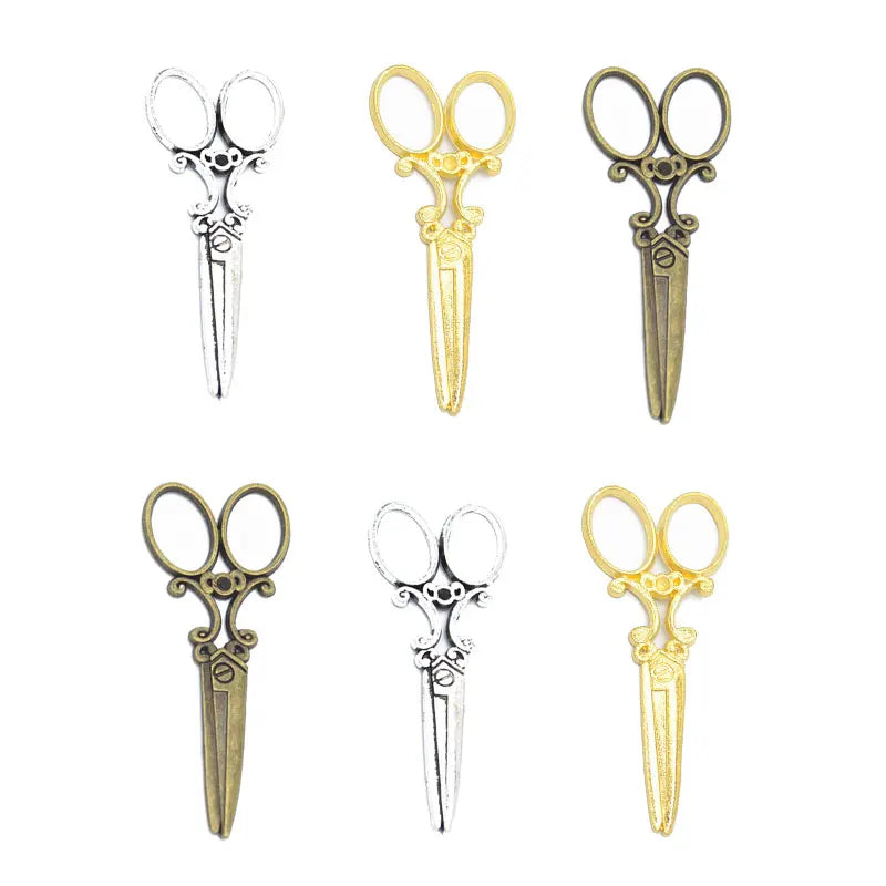 Alloy Metal Charms Antique Silver Color Scissors Charms Pendant for Jewelry Findings 60*25mm J199