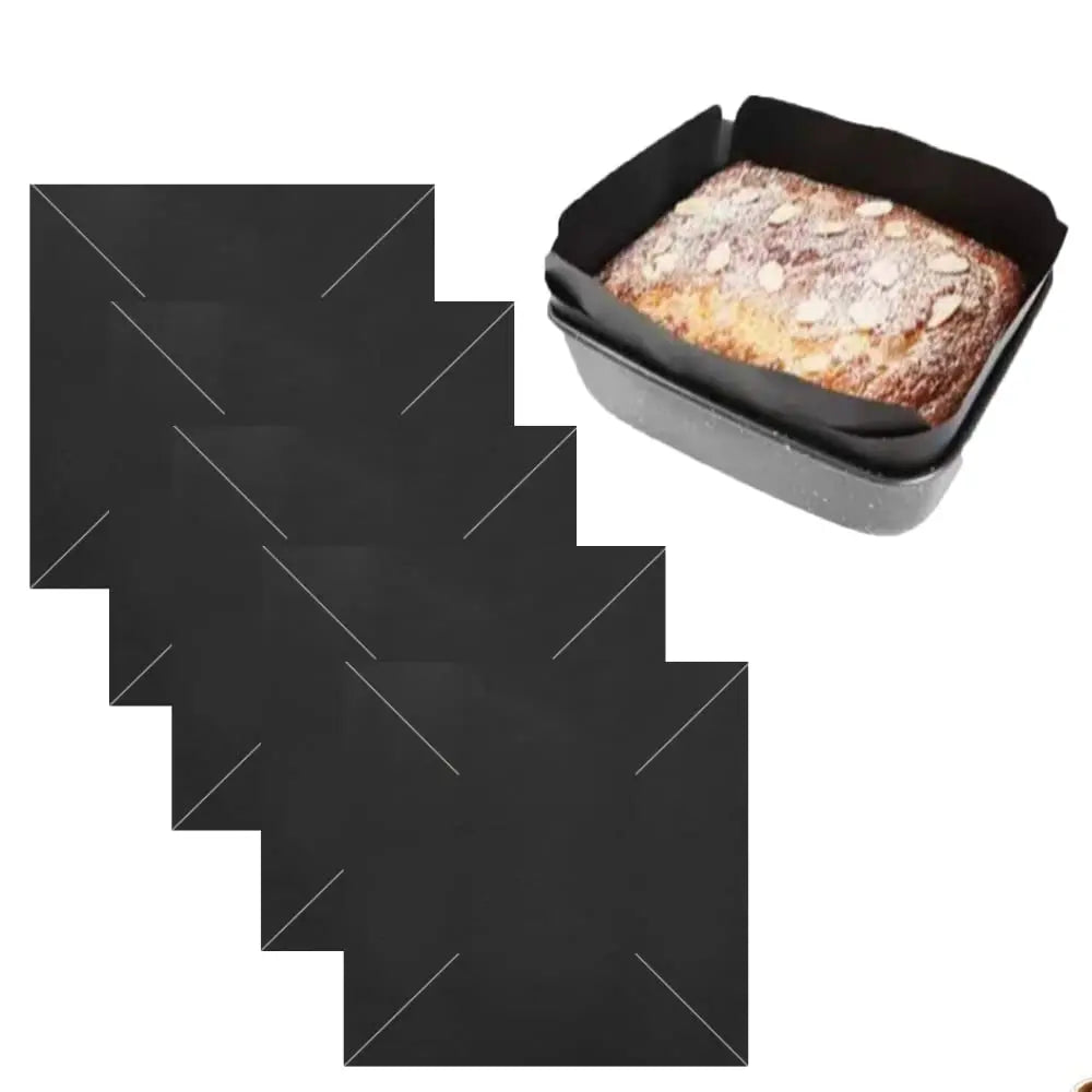 Loaf Cake Tin Liner Rectangular Food Safe Grade Black Pre Cut PTFE Baking Sheets for Square Pan Cheesecake