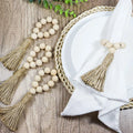 Wood Bead Garland with Tassels Farmhouse Beads Rustic Country Decor Prayer Beads Wall Hanging Decor Napkin Rings Weddings Home