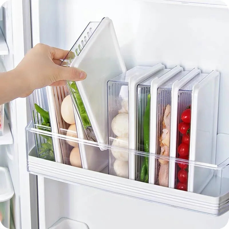 Household Plastic Storage Box Kitchen Refrigerator Organizer Fruit Reusable Food Storage Box With Lid Keeping Fresh
