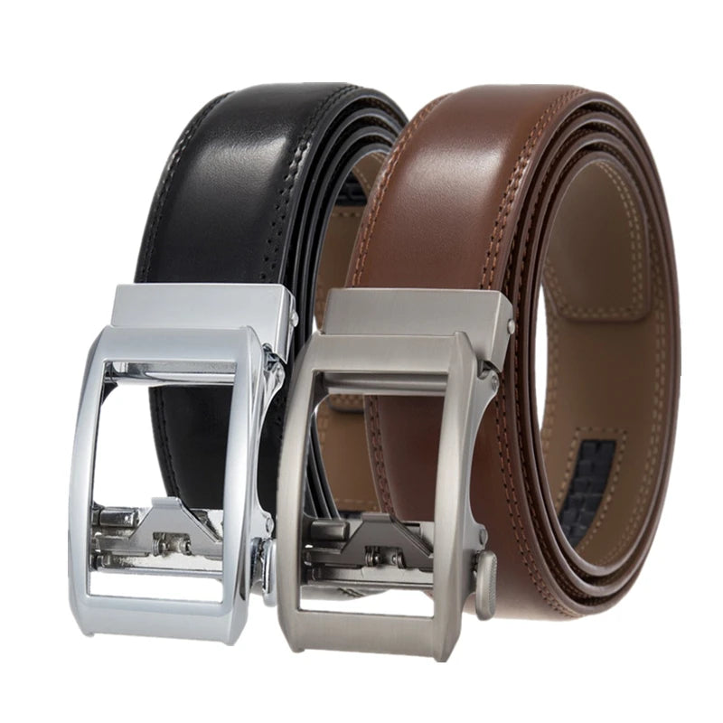LQbelt Factory New Mens Leather Belt Automatic Buckle Belts for Men Male Genuine Leather Wholesale Adjustment
