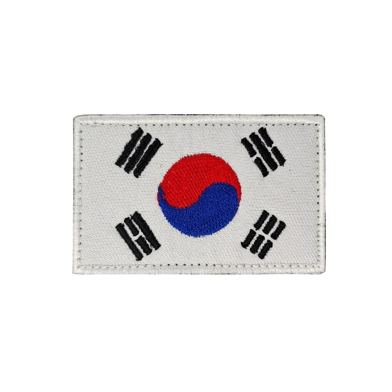 Korean Flag Embroidered Patch for Hat and Backpack Decoration  Fabric With Hook and Loop 3D Embroidered Design