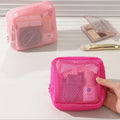 Multiple Colors Small Cosmetics Storage Bag Candy Color Large Capacity Mesh Zipper Bag Toiletry Purse