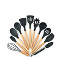 Kitchen Cooking Baking Silicone Wooden Handle 12 Pieces Kitchen Utensils