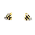 925 Sterling Silver Gold Plated Enamel Animal Bee Stud Earrings Trendy Jewelry