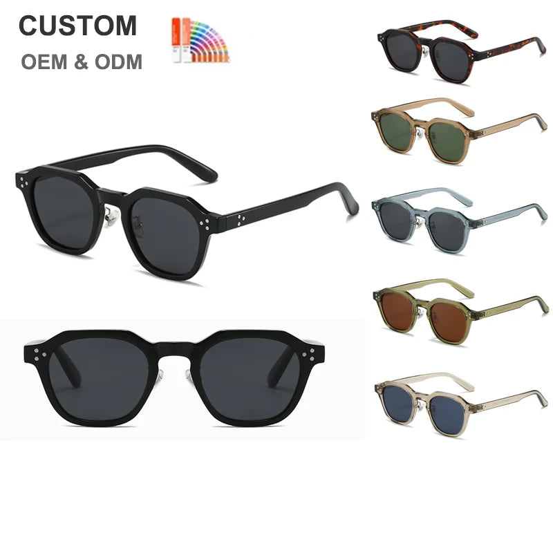 UV400 Polarized Designer Luxury Brand Trendy Wholesale Fashion Square Frame Custom logo Vintage Retro Sunglasses Women Men