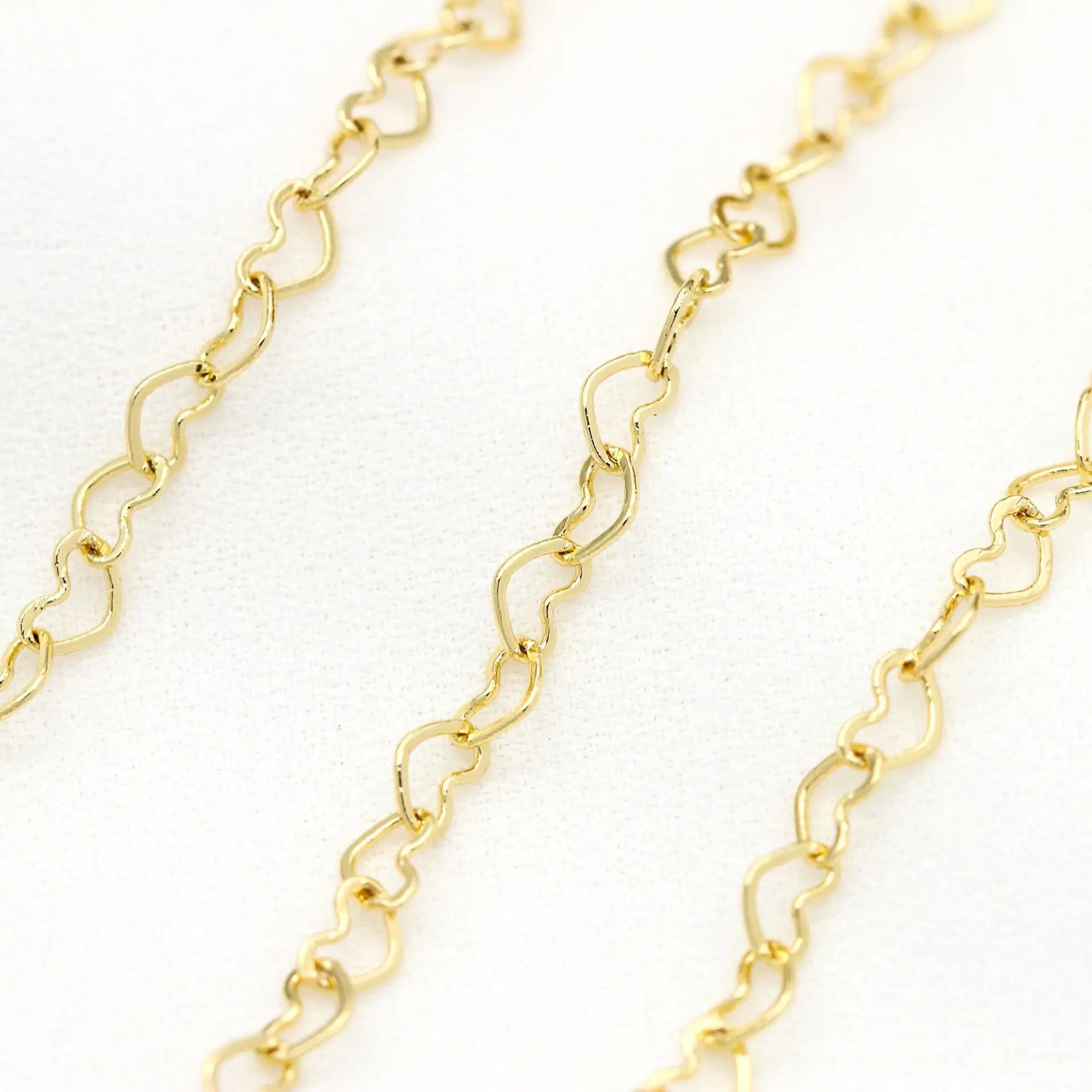 Factory Wholesale 14K Gold Plated Heart Shape Chain for Jewelry Making