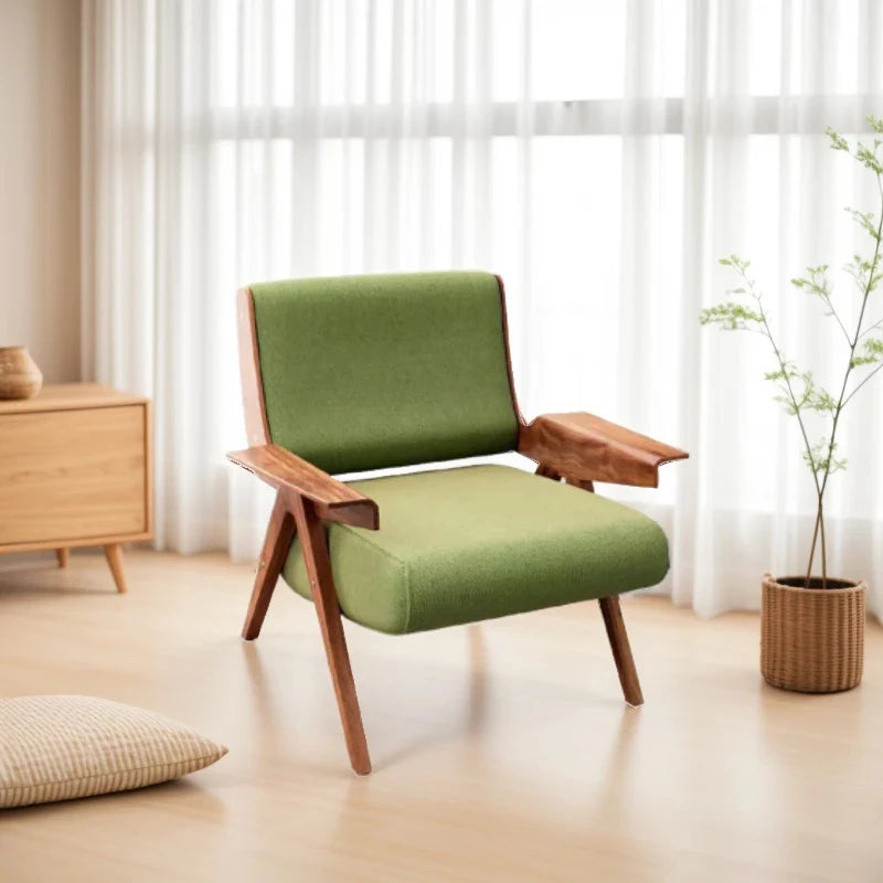 Luxury Solid Wood Accent Chair with Fabric Upholstery for Living Room Elegant Wooden Armchair with Custom Upholstery for Hotel