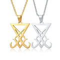 Fashion Non Tarnish Silver 18K Gold Plated Stainless Steel Seal Sigil of Lucifer Satan Necklace Jewelry