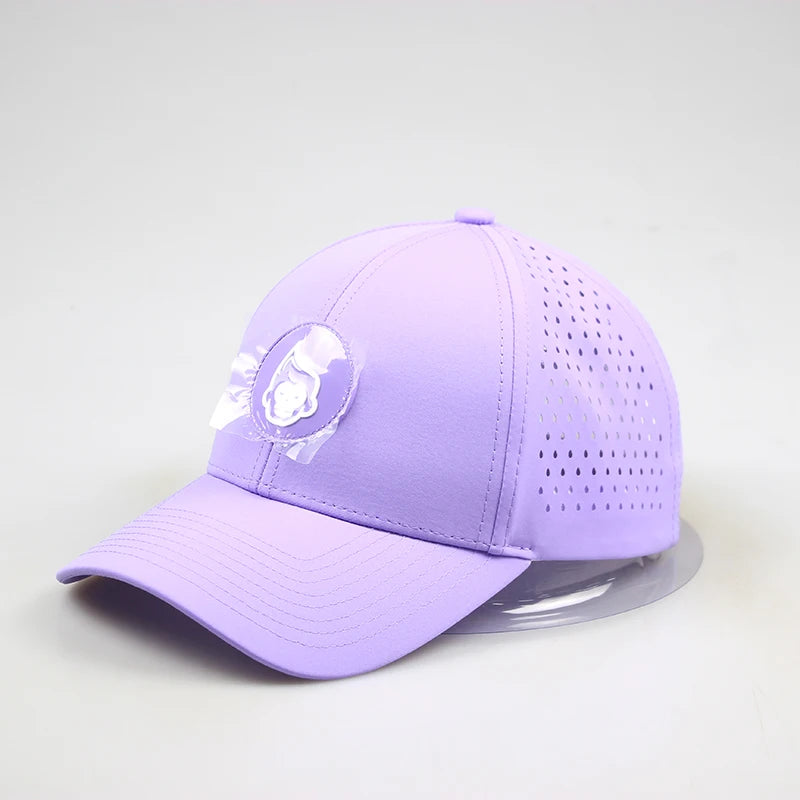 Custom Men's Baseball Cap Waterproof Perforated Dad Hat Laser Cut Hole Featuring Fruit Pattern Jersey Terry Blank Rubber Patch