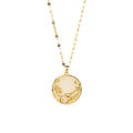 AA00650 18K Gold Titanium Steel Gemstone Jade Pendant Necklace Chinese Style Lucky Fish Natural Jade Necklace