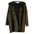 Hot Sale New Winter Eco-Friendly Fashion Reversible Long Woven Woolen Fox Fur Parka with Detachable Lined Coat and Fur Hood
