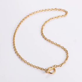 Minimalist Stainless Steel Gold Plated Basic Toggle Clasp Choker Necklace for Women Classic Link Chain for Anniversaries