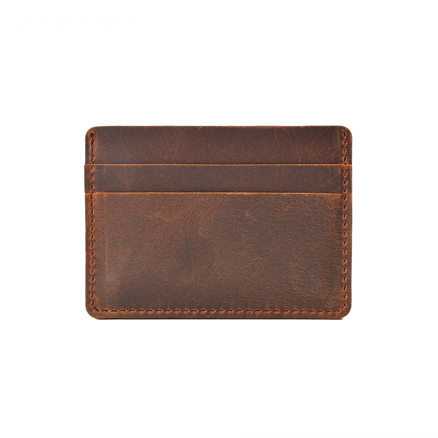 Wholesale Custom Crazy Horse Leather Credit Card Holder Men Design Minimalist Genuine Leather Slim Card Holders