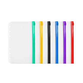 A5/A6/A7 Frost PVC Pocket Color Zipper 6-Ring Plastic Storage Insert Refill Pocket Loose-leaf Binding Colorful Plastic Envelop