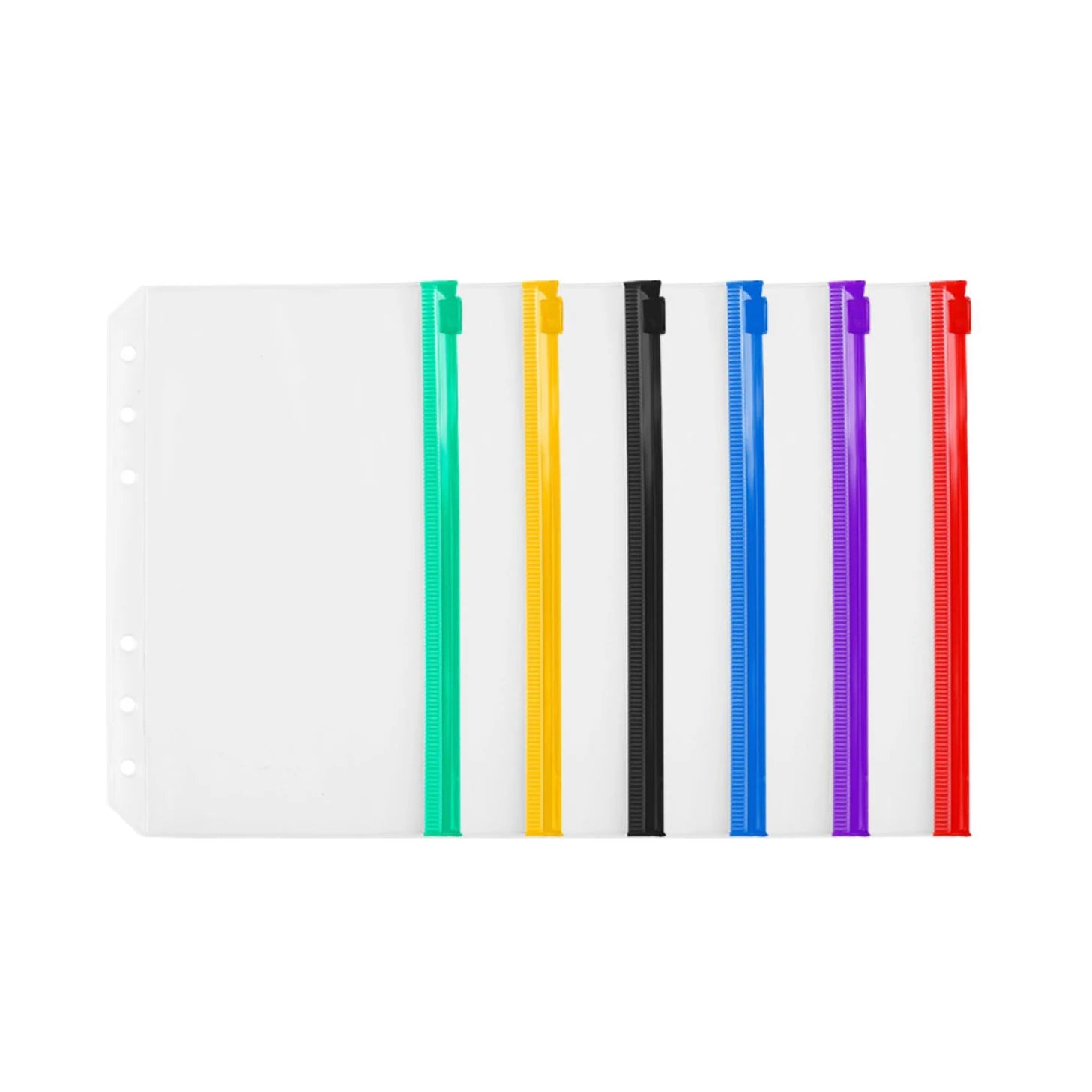 A5/A6/A7 Frost PVC Pocket Color Zipper 6-Ring Plastic Storage Insert Refill Pocket Loose-leaf Binding Colorful Plastic Envelop