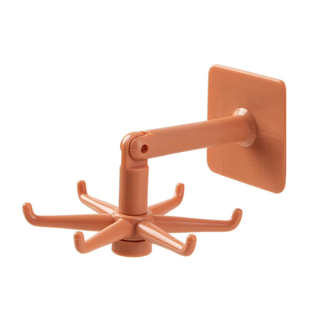 ABS Plastic 360 Rotatable 6 Hook Wall Hanging Shelf Non-Perforating Foldable Kitchenware Storage Articles Convenient Kitchen