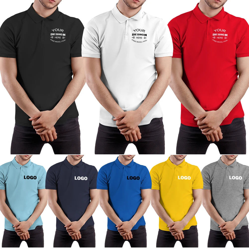 Custom Embroidery Logo Plus EU Size 230 Gram 60% Cotton 40%Polyester Pique Unisex Tee Shirts Women's Polo T-Shirts for Men