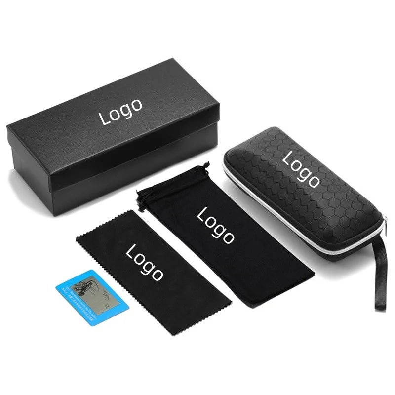 2025 Wholesale PU Box Sunglasses Case Set Stock Eyeglasses Case & Bag Custom Logo Luxury Popular Black Glasses Packaging Box