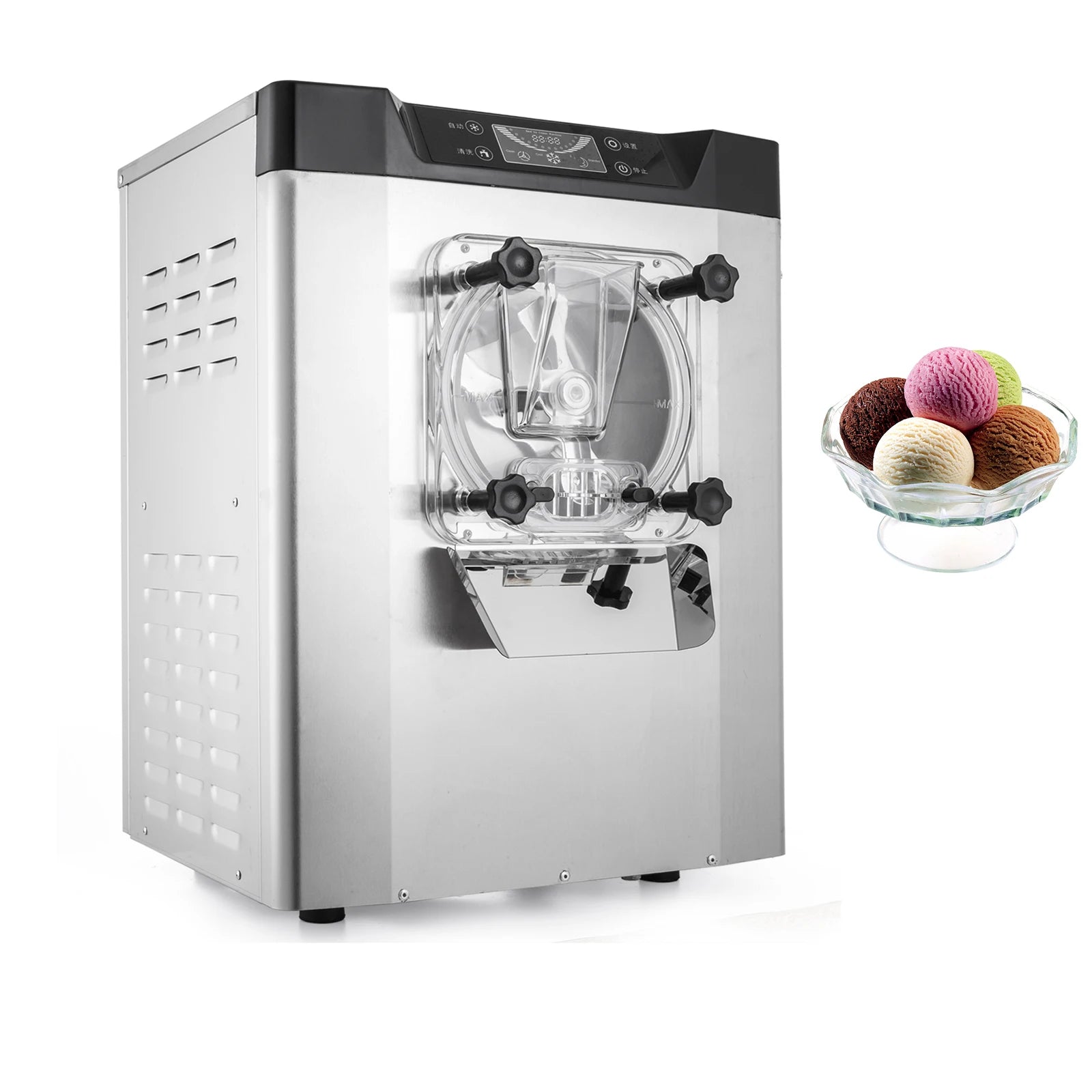 Commercial Hard Ice Cream Machine  Stainless Steel Ice Cream Maker with LCD Control Panel