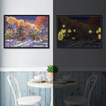 LS Framed LED Diamond Painting Landscape Castle Christmas Tree Canvas Diamond Embroidery Painting