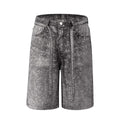 Wholesale Custom 14 OZ Denim Shorts for Men Vintage Style Full Rhinestone 3D Digital Printed Breathable Woven Mid for Summer