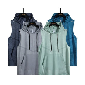 Men's Bodybuilding Singlet Sleeveless Hoodie Short Sleeve T-shirt Quick Dry Fitness Vest
