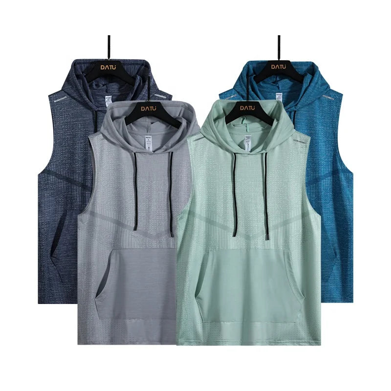 Men's Bodybuilding Singlet Sleeveless Hoodie Short Sleeve T-shirt Quick Dry Fitness Vest