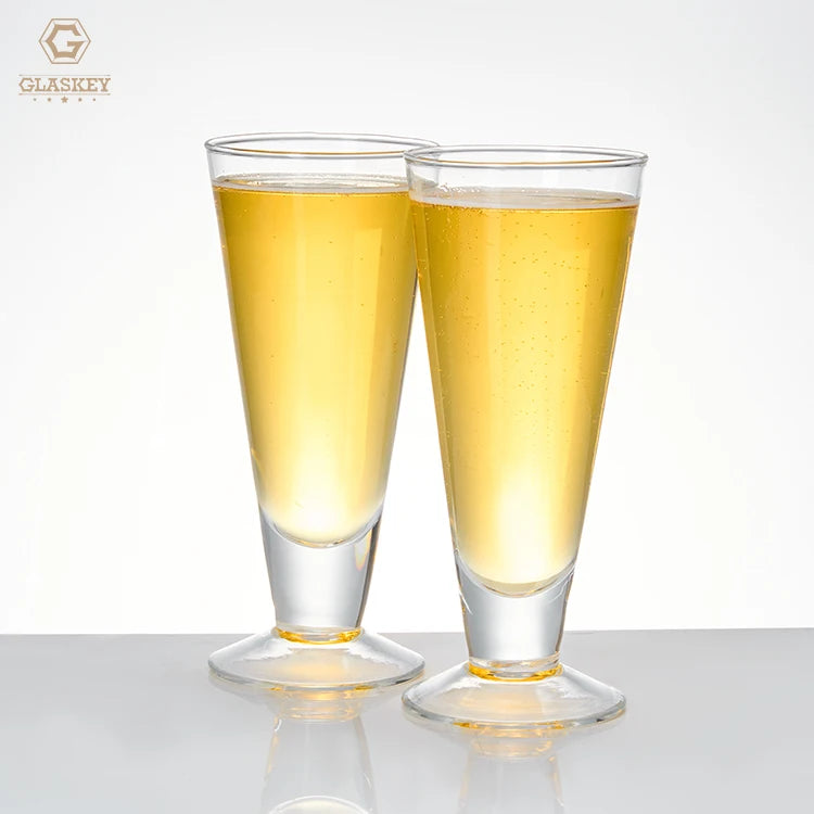 14 Ounce Tall Footed Beers Glasses Dishwasher Safe Lead-Free Beer Glass Set for Beers Ales