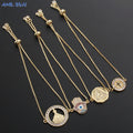 Wholesale Religious Jewelry CZ Zirconia Cross/Hand/Eye/Flower Women Bracelets 18K Gold Plated Copper Retro Design Chain Bangles