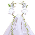 Silk Wedding Veil Headband Floral Garlands Decor First Communion Veil Girls Catholic Cathedral Wedding Flower Wreath