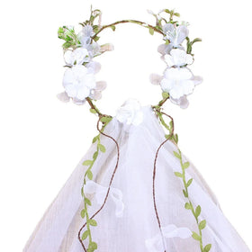 Silk Wedding Veil Headband Floral Garlands Decor First Communion Veil Girls Catholic Cathedral Wedding Flower Wreath
