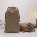 Customized Logo Velvet Soft Pouch for Skin-Care Product Double Drawstring Pouch for Makeups Brown Pouch for Packaging Shampoo