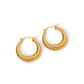 Fashionable Hypoallergenic Jewelry Stainless Steel 18K Gold Boho Twist Croissant Hollow Hoop Earrings for Daily Wearing