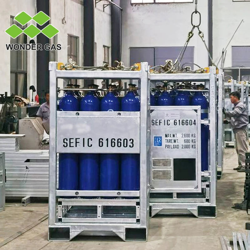 DNV 2.7-1 Standard 4*4 Type 16 Bottles Offshore Durable Quality TPED Gas Cylinder Bundle Gas Bottle Rack DNV