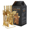 Gold Flatware Wholesale Flatware 24 Piece in Box Gold Plated Silverware Golden Utensils Stainless Steel Cutlery Set Stainless