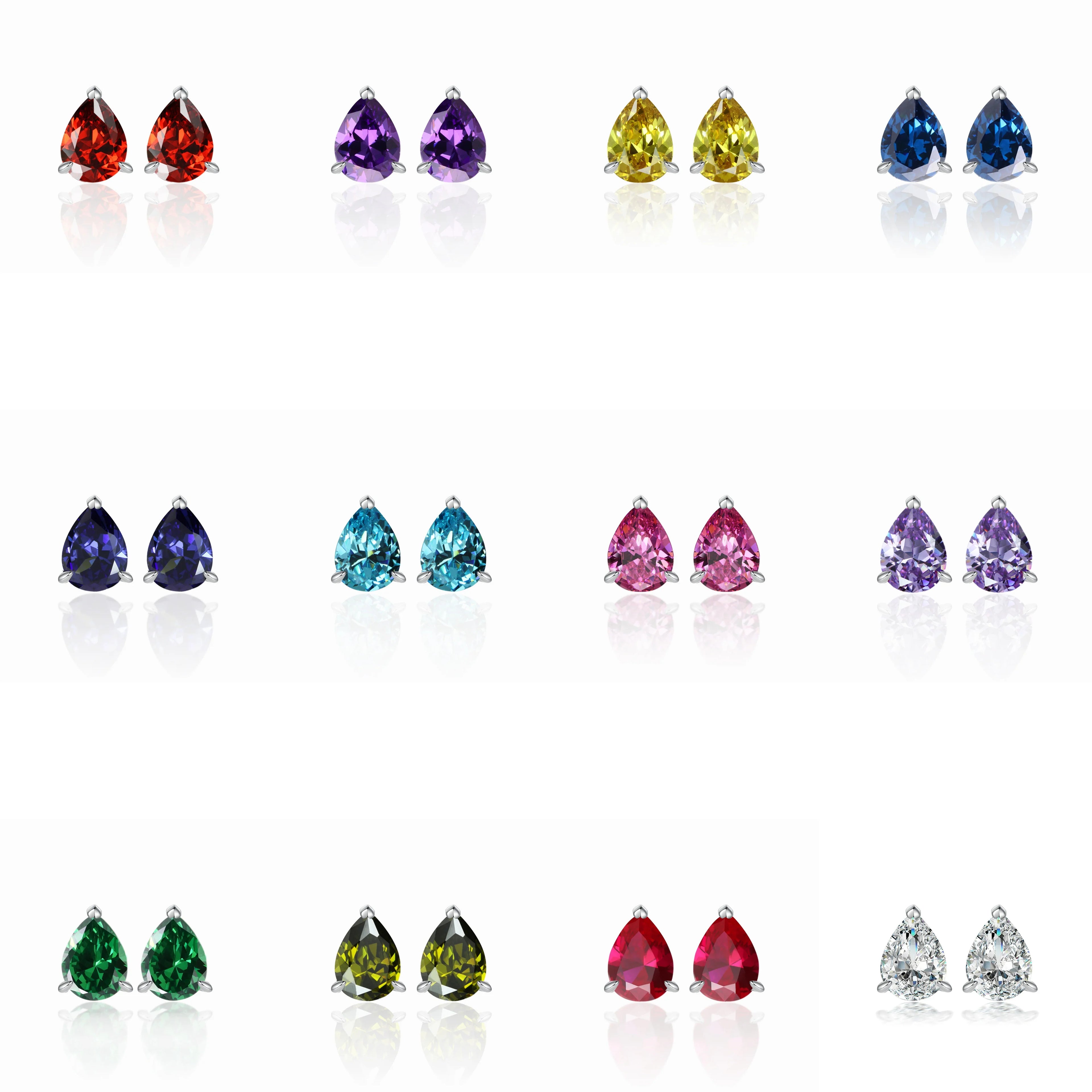 Vintage Style 925 Silver Birthstone Earrings Natural Stone Antique Finish Fine Jewelry