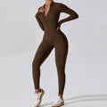 F230770 Custom One Piece Yoga Fitness Gym Bodysuits Exercise Workout Yoga Sets Women's Yoga Wear Zipper Fitness Jumpsuits Women