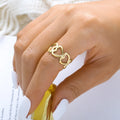 Yiwu Srui New Design Hollow Heart 18K Gold Plated Stainless Steel Ring Heart Shape Connection Opening Adjustable Ring