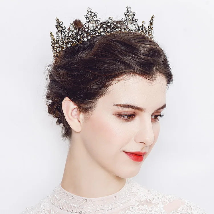 Super Elegant Antique Gold/Silver Rhinestone Bridal Wedding Crown Tiaras Fashion Hair Accessories