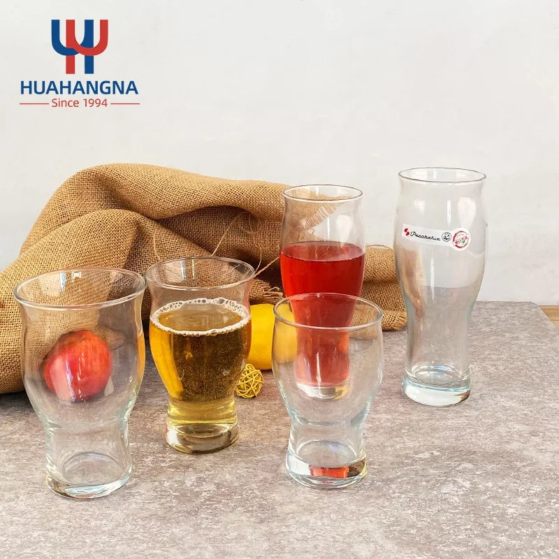 Elegant Custom Logo Printed 480ml 16oz Clear Transparent Soda Water Juice Drinking Beer Glasses Wholesale for Bar Restaurant Use