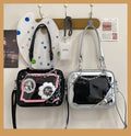 Kawaii Crossbody Bag with Clear Front Pocket for Collectible Showcase Anime Sweet Edgy Shoulder Bag