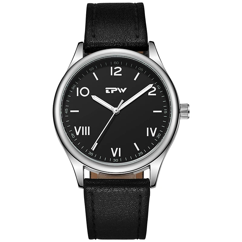 Luxury Men Wrist Watch Custom Relojes De Cuarzo Para Hombre Wristwatches Black Quartz Steel Silver Watch for Men